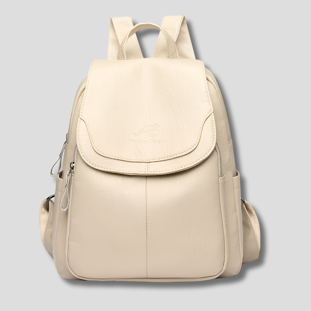 Mochila de couro antifurto feminina com textura em relevo e alças reguláveis