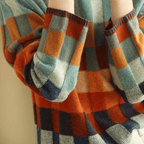 Camisola de gola alta cashmere patchwork mulher design multicolor