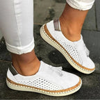 Sapatilhas slip-on malha respirável femininas com suporte plantar
