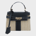 Bolsa de mão feminina estruturada compacta com pega superior