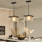 Lustre de teto em vidro e ferro preto com 3 temperaturas de cor, ideal para sala de jantar, casquilho E27