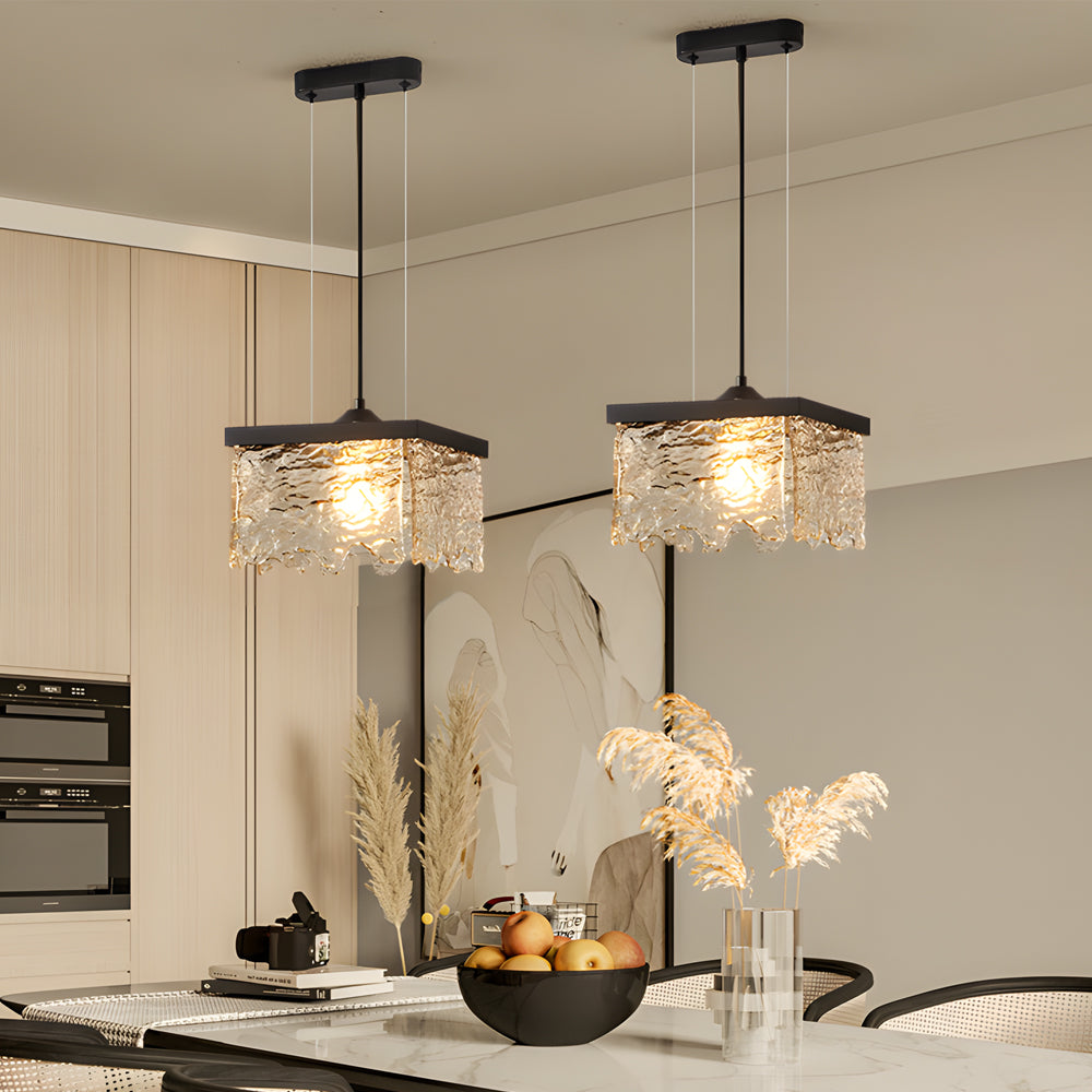 Lustre de teto em vidro e ferro preto com 3 temperaturas de cor, ideal para sala de jantar, casquilho E27