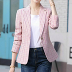 Blazer feminino casual de um botão para escritório, corte moderno