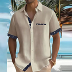 Camisa masculina manga curta respirável corte clássico