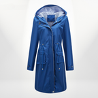 Casaco anorak feminino com capuz comprimento médio silhueta linha A