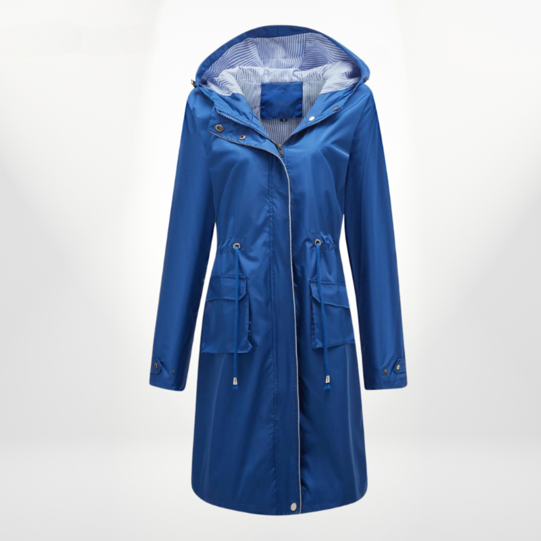 Casaco anorak feminino com capuz comprimento médio silhueta linha A