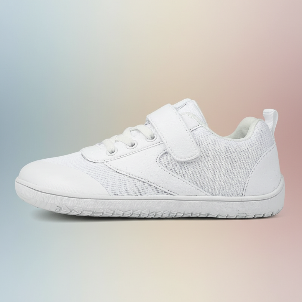 Sapatilhas barefoot infantis respiráveis com sola antiderrapante, design leve
