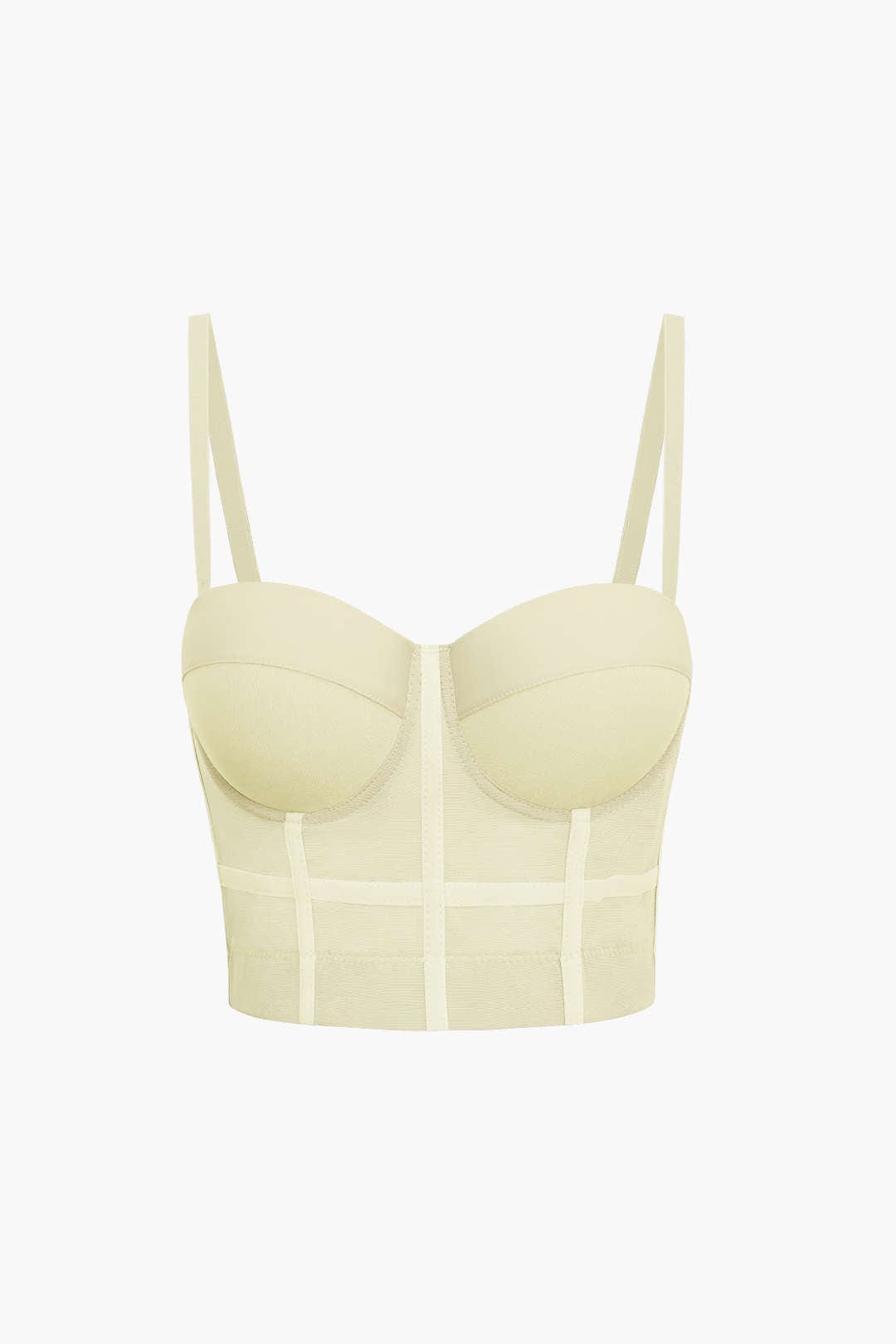 Top de renda feminino bustier com taças acolchoadas e alças ajustáveis
