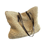 Mala tote tecida espaçosa e leve em design natural sustentável