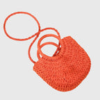 Bolsa de mão feminina estilo natural silhueta arredondada compacta