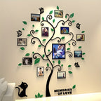 Molduras de foto em acrílico árvore 3D decorativa para parede autoadesiva família