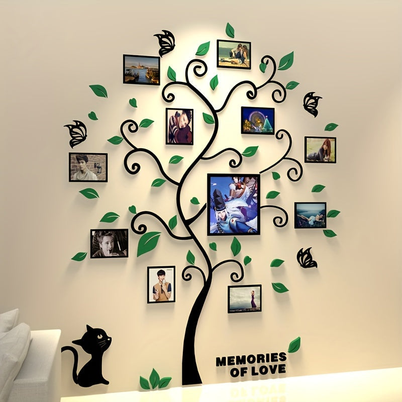 Molduras de foto em acrílico árvore 3D decorativa para parede autoadesiva família