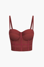 Top de renda feminino bustier com taças acolchoadas e alças ajustáveis
