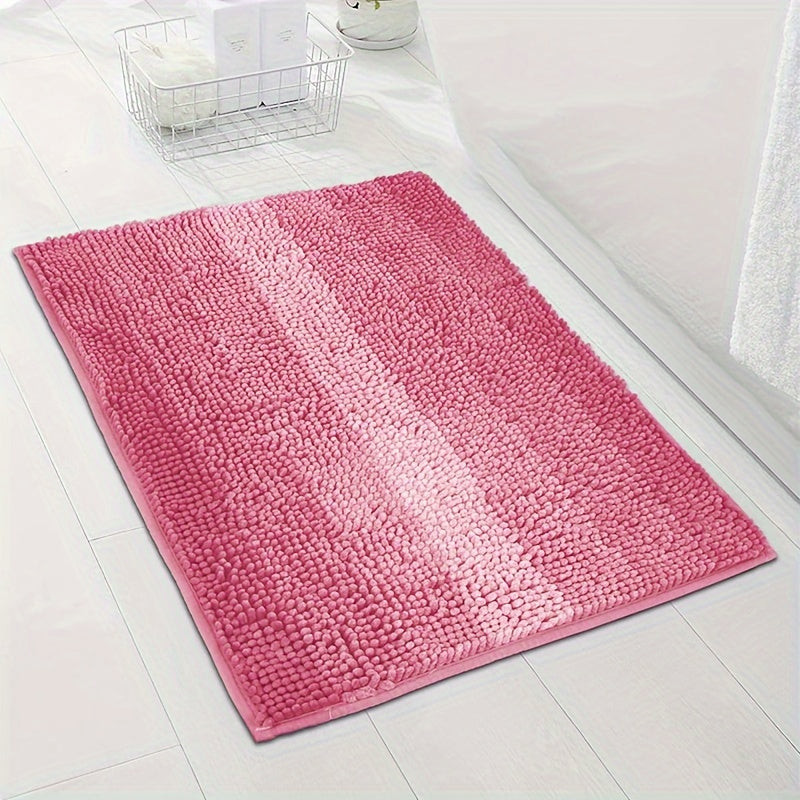 Tapete de banho em chenille antiderrapante e absorvente, lavável à máquina