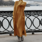 Vestido de inverno feminino malha midi com fenda lateral e bolsos