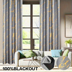 Cortinas blackout padrão mármore com folha de ouro para quarto e sala de estar