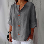 Blusa linho feminina folgada casual primavera verão