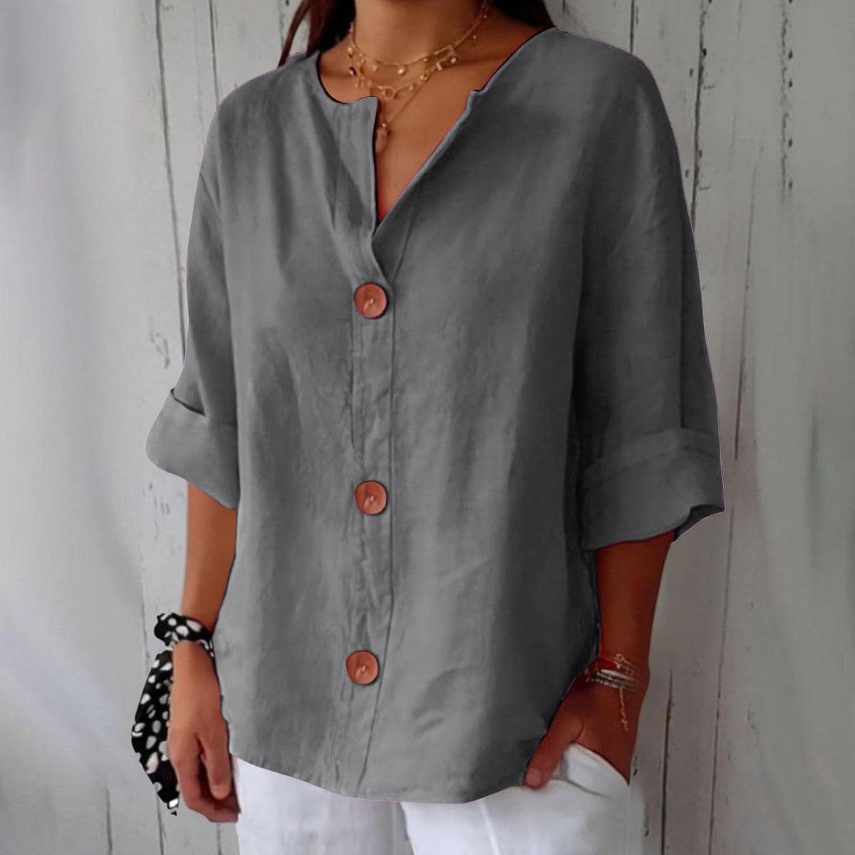 Blusa linho feminina folgada casual primavera verão