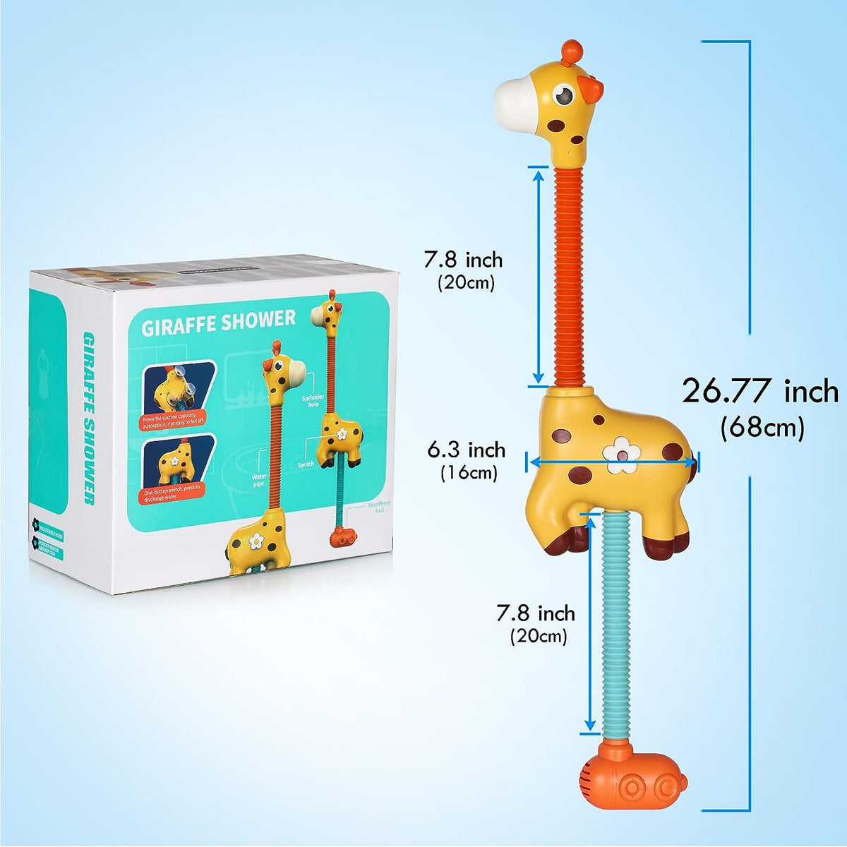 Brinquedo de banho girafa chuveiro interativo para bebés com jogo de água e luzes coloridas