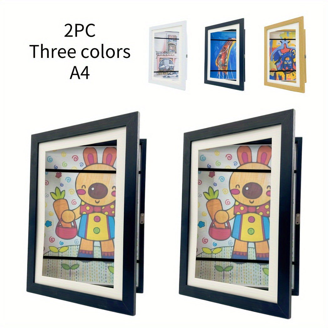 Molduras de arte magnéticas intercambiáveis com passe-partout, pack de 2, preto e madeira