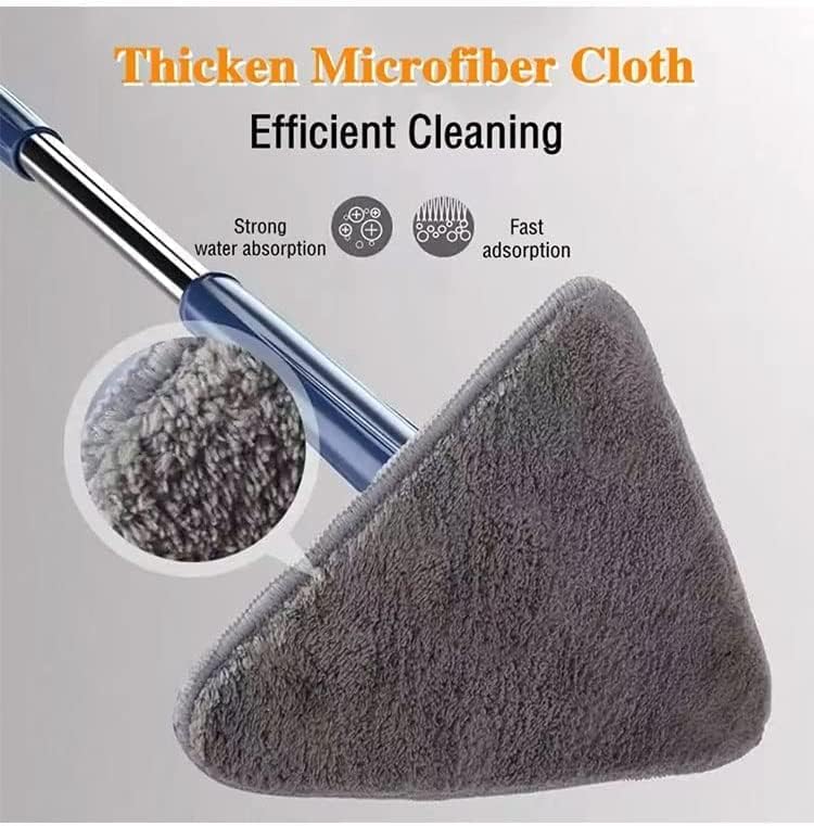 Mop giratório 360° cabeça triangular microfibra absorvente para chão e janelas