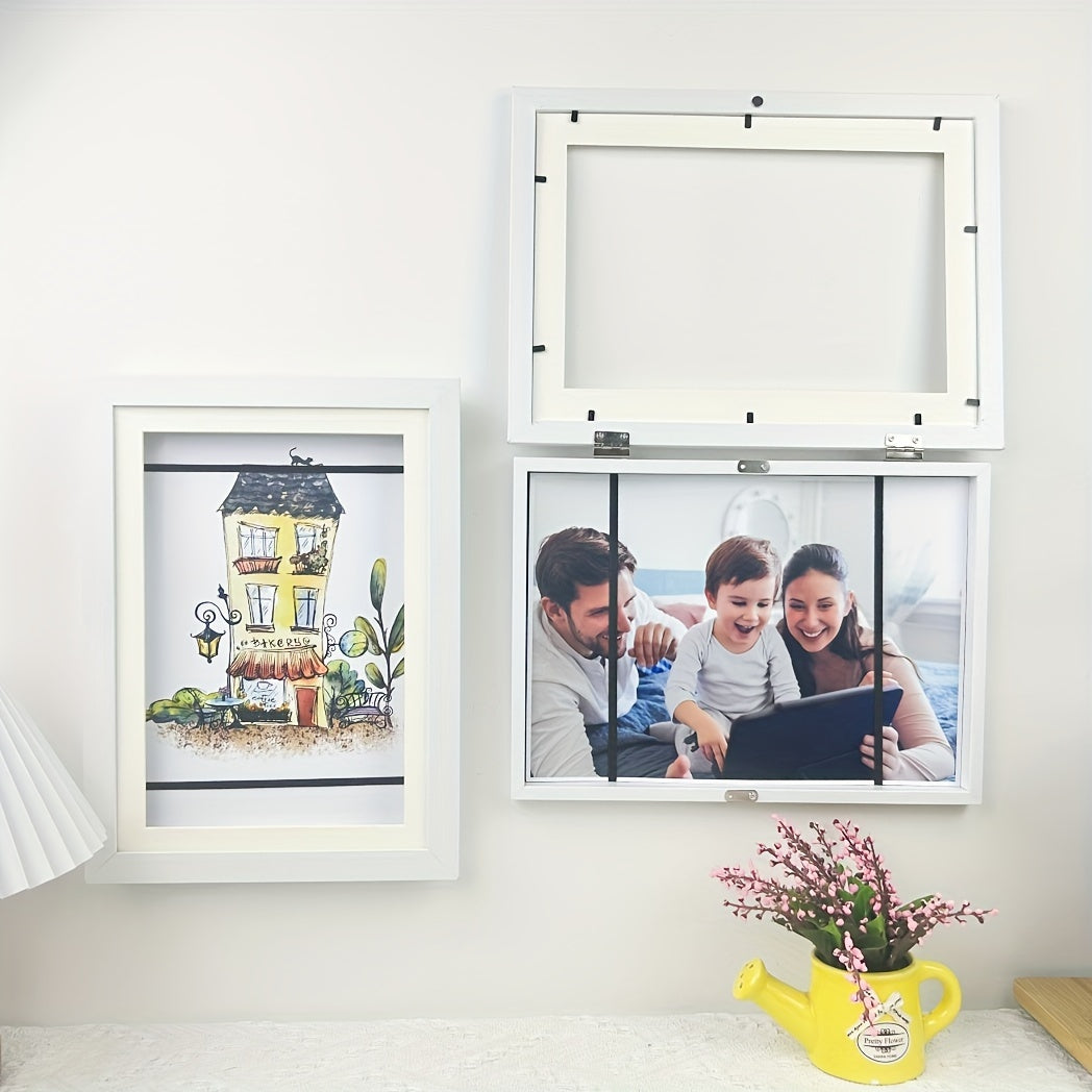 Molduras de arte magnéticas intercambiáveis com passe-partout, pack de 2, preto e madeira