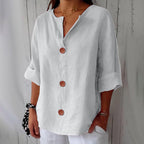 Blusa linho feminina folgada casual primavera verão