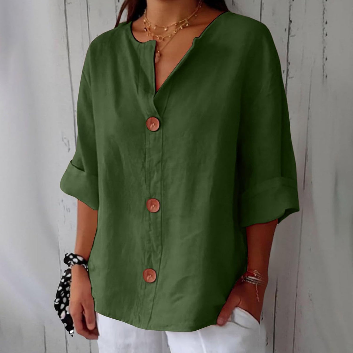 Blusa linho feminina folgada casual primavera verão
