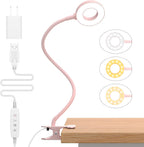 Candeeiro LED de mesa com mola, pescoço flexível 360°, 3 modos de cor, conjunto de 2
