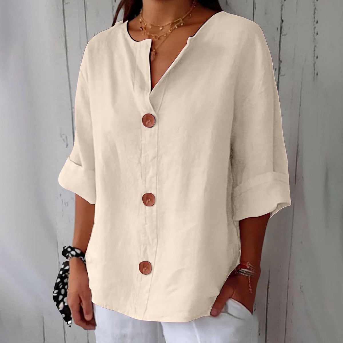 Blusa linho feminina folgada casual primavera verão