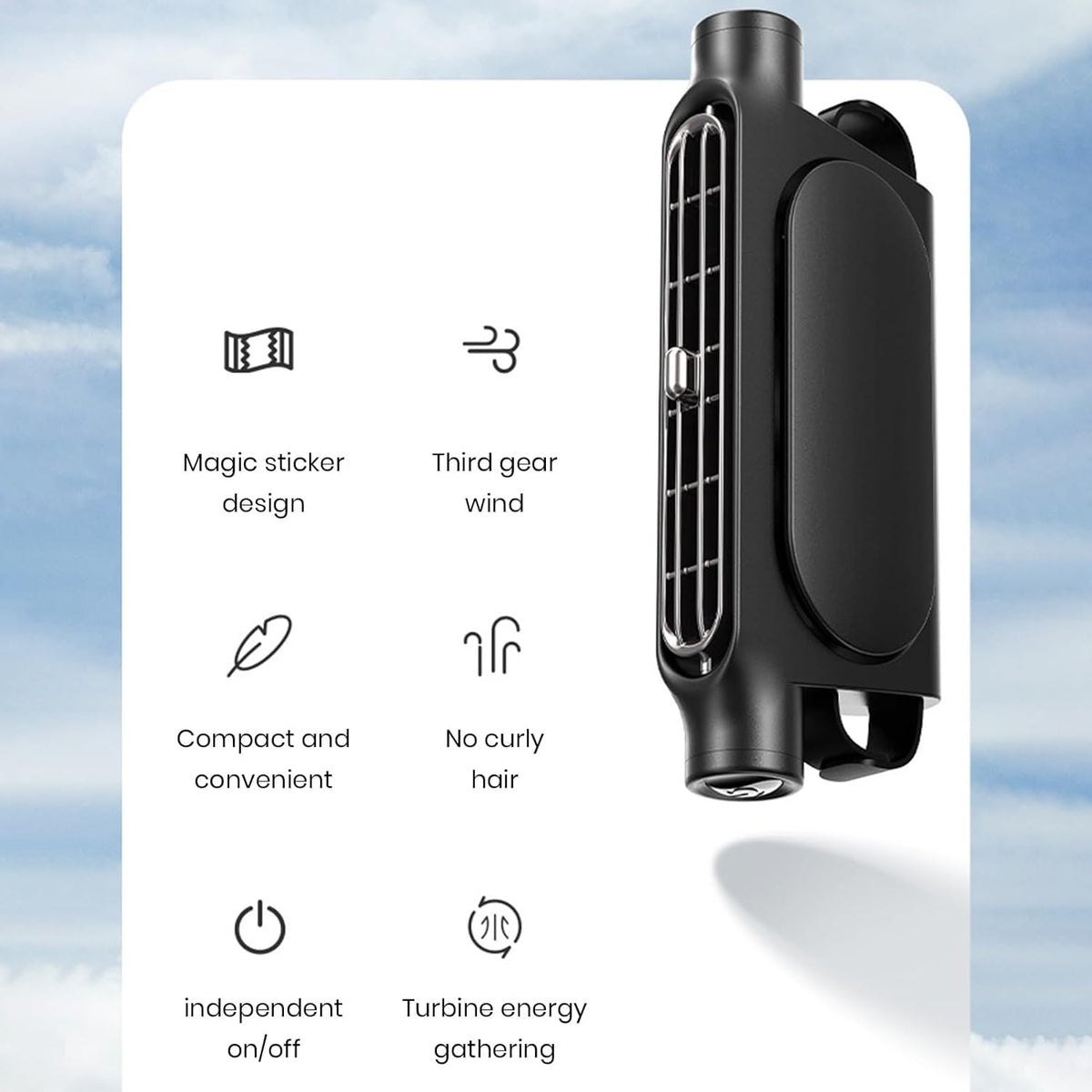 Ventilador USB para carro com suporte encosto de cabeça, 3 velocidades, conjunto 2 unidades