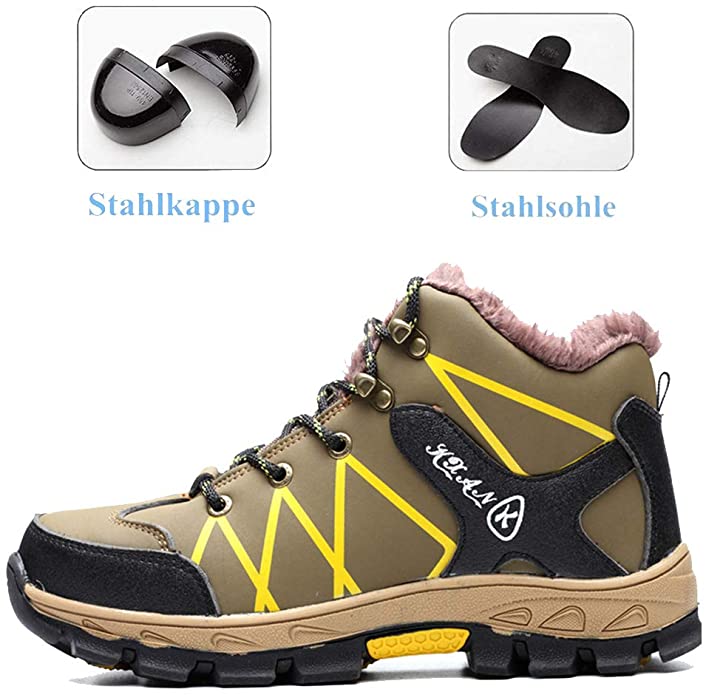 Sapatos de segurança biqueira de aço impermeável antiderrapante para inverno