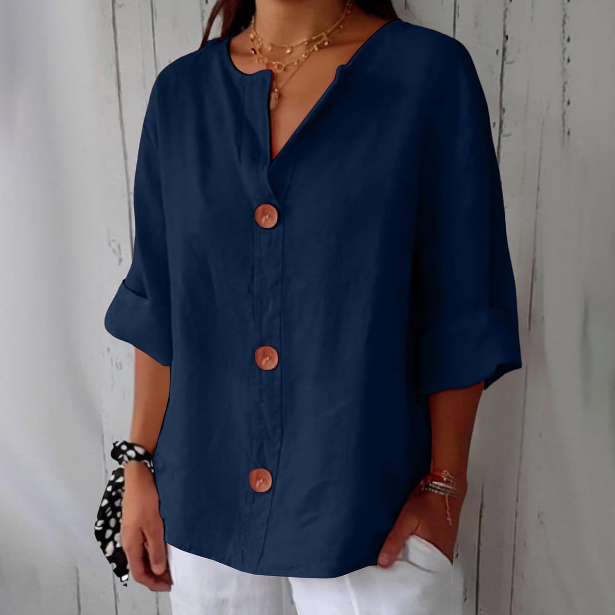 Blusa linho feminina folgada casual primavera verão