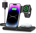 Carregador sem fio 3 em 1 para iPhone, Apple Watch e AirPods, rápido e dobrável