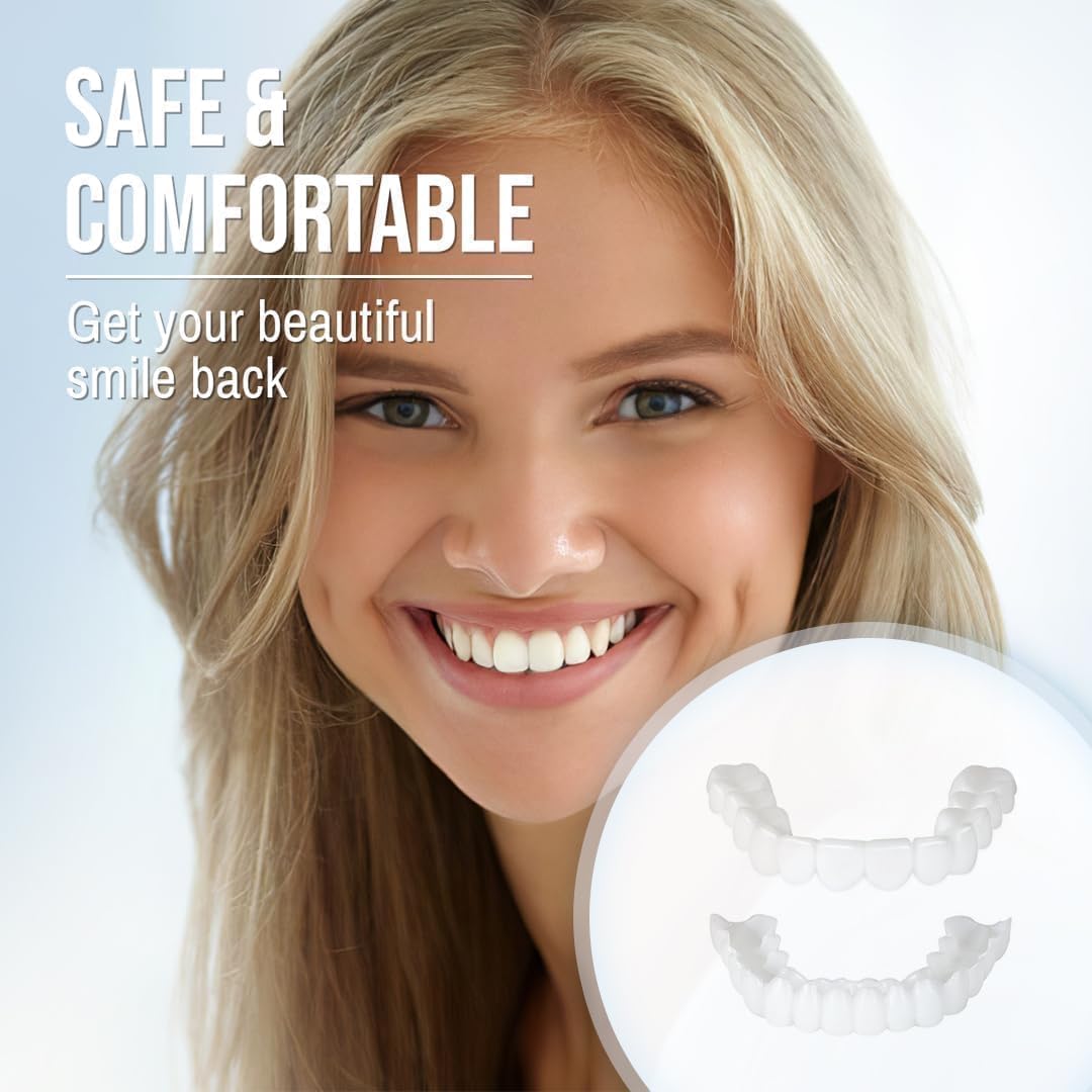 Facetas dentárias clip-on superiores e inferiores em silicone de grau médico
