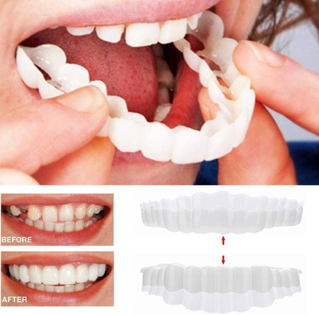 Facetas dentárias clip-on superiores e inferiores em silicone de grau médico