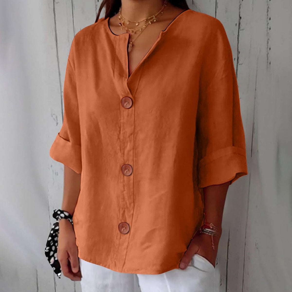 Blusa linho feminina folgada casual primavera verão