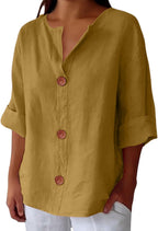 Blusa linho feminina folgada casual primavera verão