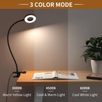 Candeeiro LED de mesa com mola, pescoço flexível 360°, 3 modos de cor, conjunto de 2
