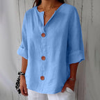 Blusa linho feminina folgada casual primavera verão