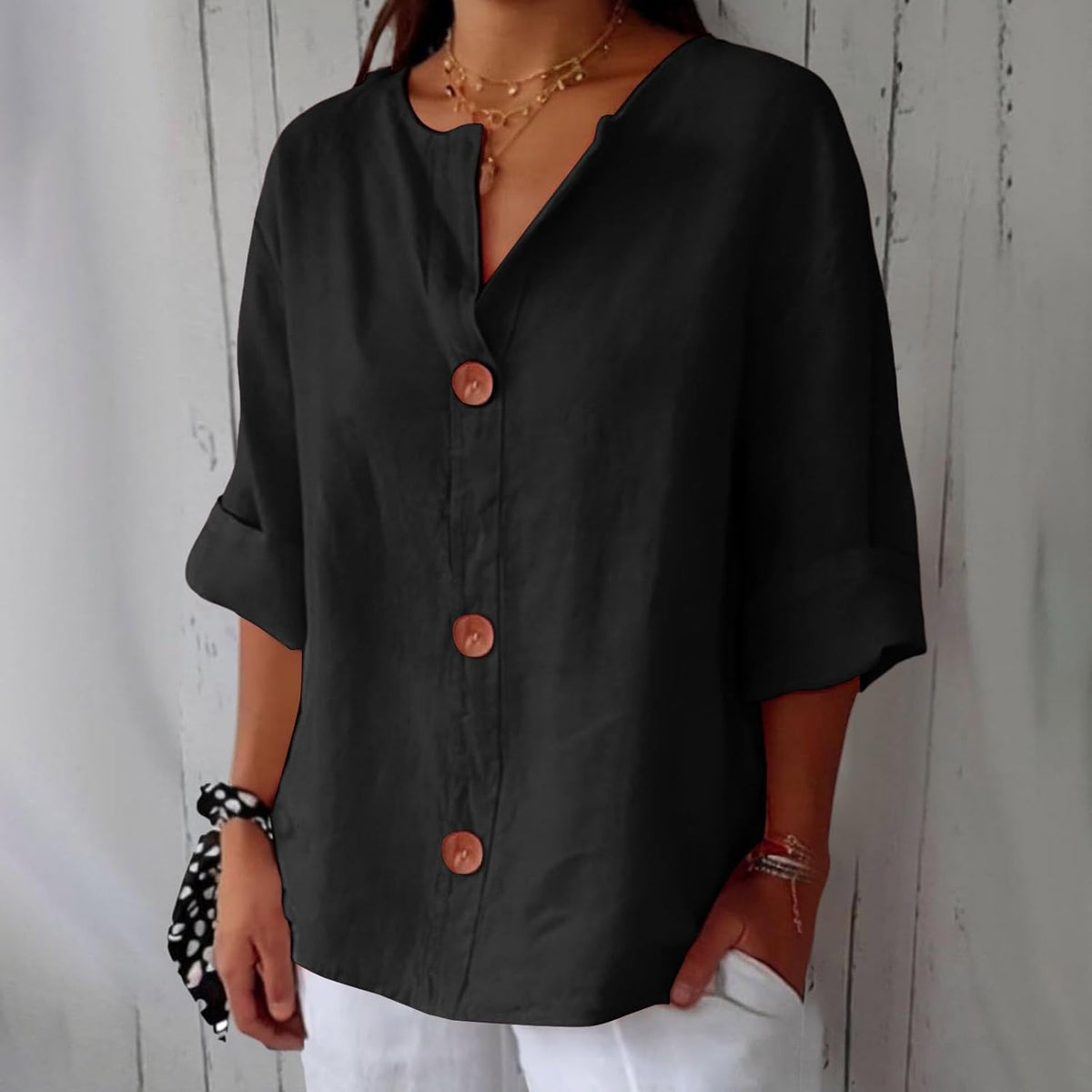 Blusa linho feminina folgada casual primavera verão