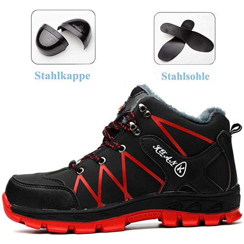 Sapatos de segurança biqueira de aço impermeável antiderrapante para inverno