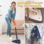 Mop giratório 360° cabeça triangular microfibra absorvente para chão e janelas