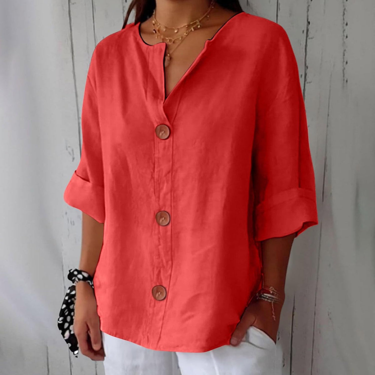 Blusa linho feminina folgada casual primavera verão