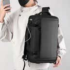 Mochila para laptop 15" impermeável com abertura lateral 270° e porta USB-C integrada