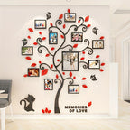Molduras de foto em acrílico árvore 3D decorativa para parede autoadesiva família
