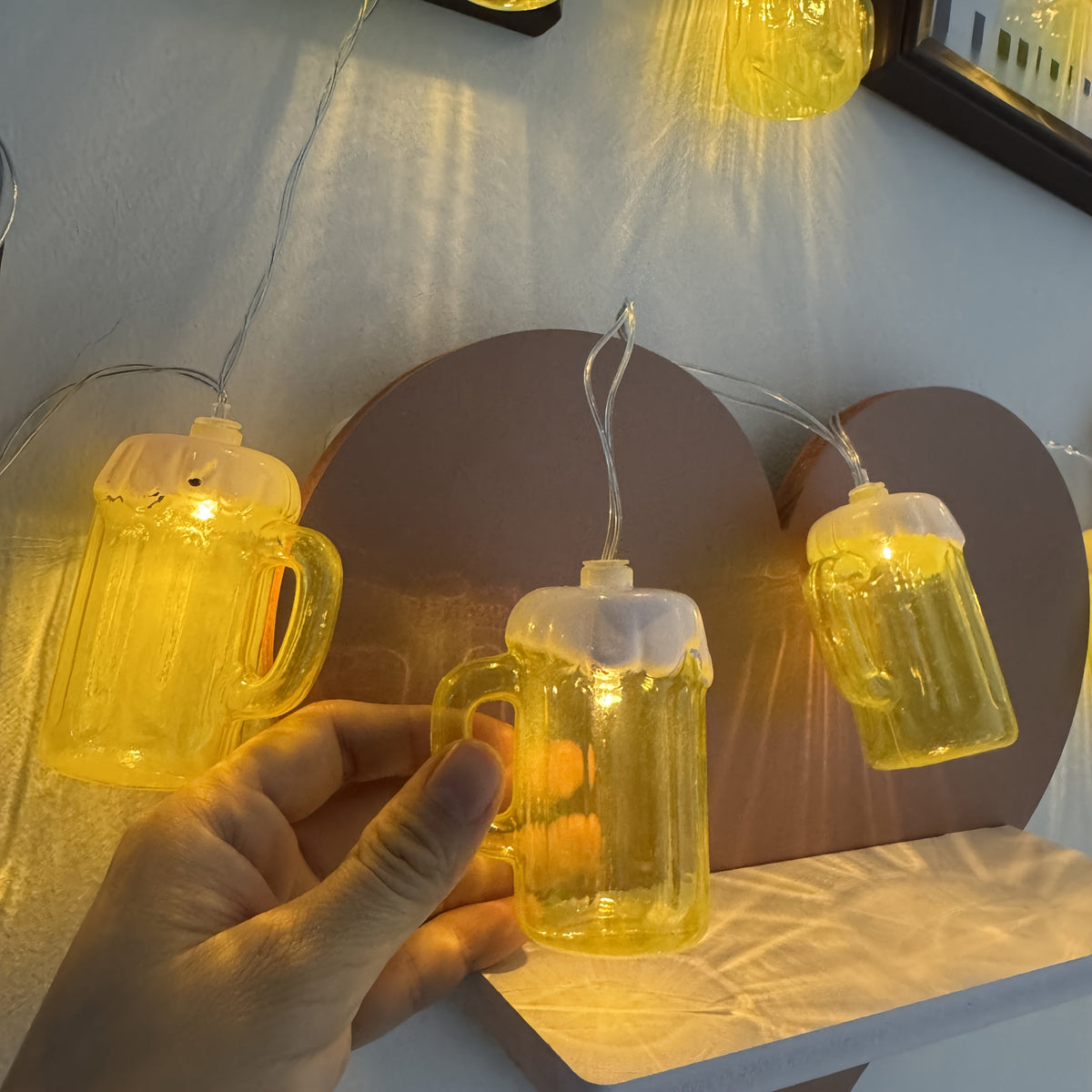 Guirlanda LED canecas de cerveja decoração Oktoberfest 2025, set de 2, luz quente