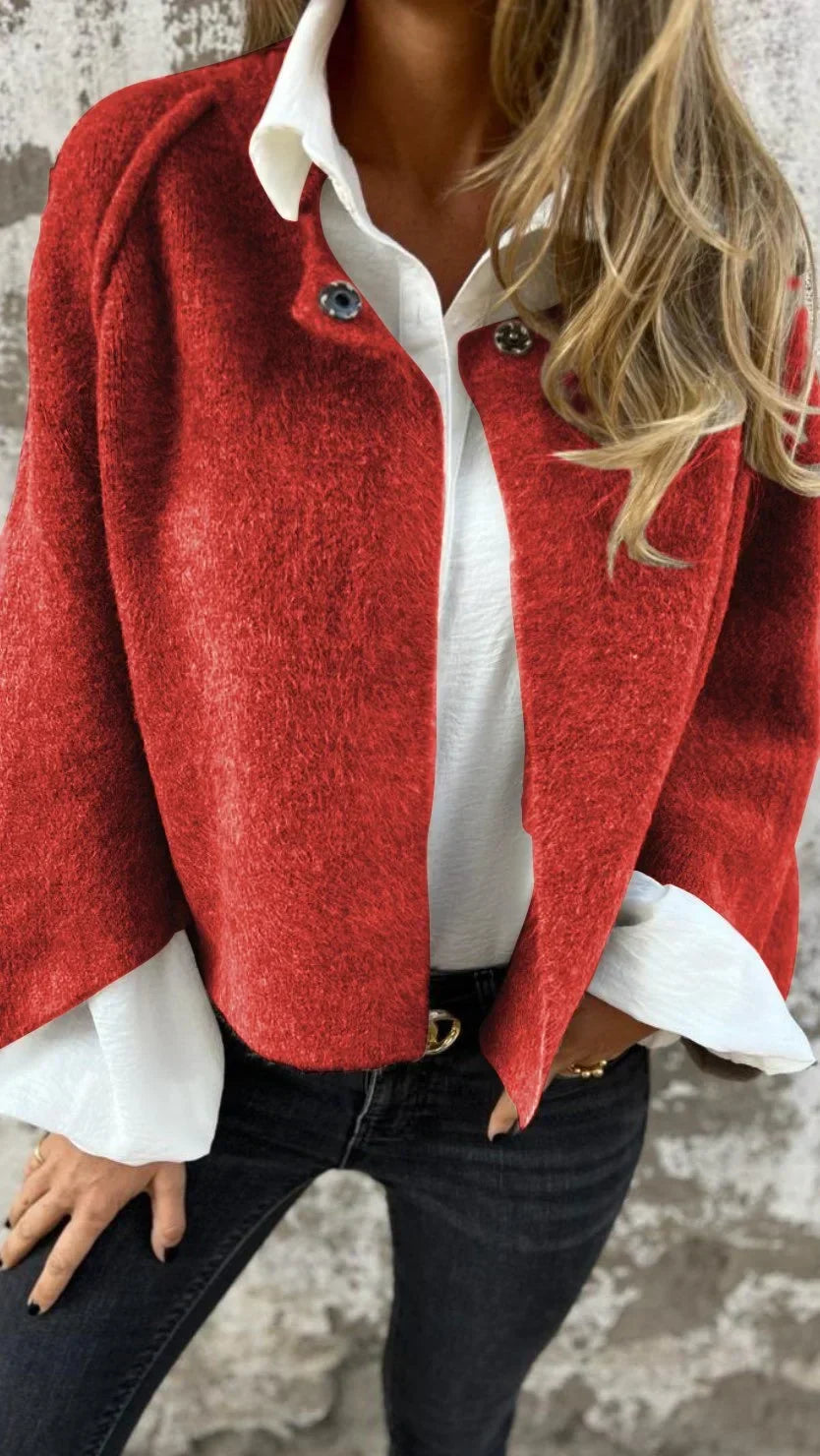Casaco feminino manga longa gola redonda outono inverno tamanhos S a 5XL