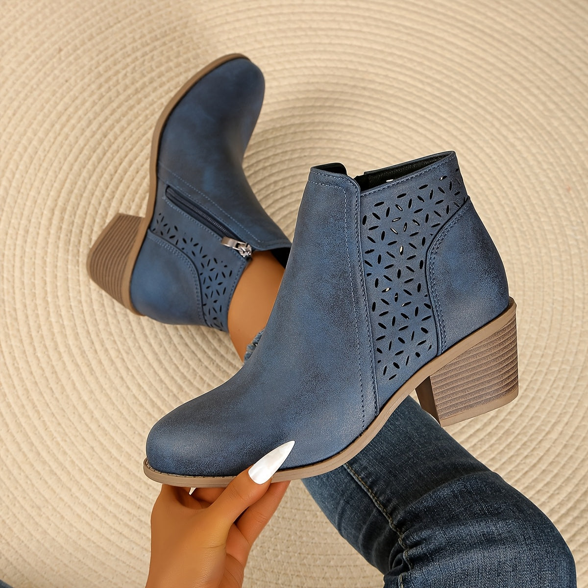 Botas femininas respiráveis com suporte e fecho zipper lateral