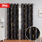 Cortinas blackout estampa mármore bronzeado 2 peças para sala e quarto, opacidade total